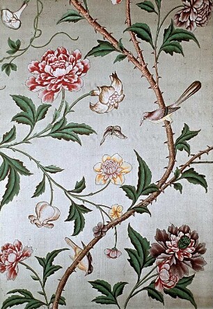 Rosentapete mit Vögeln