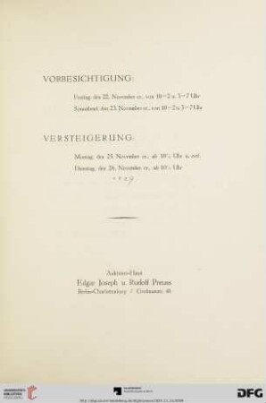 Vorbesichtigung/ Versteigerung