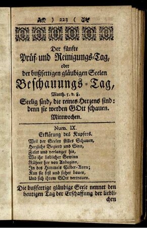 Der fünfte Prüf-und Reinigungs-Tag oder der bußfertigen gläubigen Seelen Beschauungs-Tag, [...]