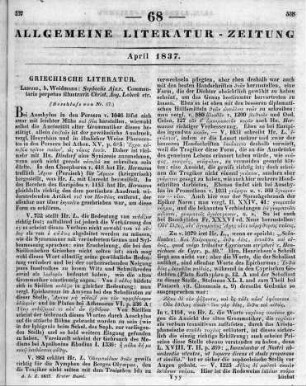 Sophoclis Aiax. Bearb. v. C. A. Lobeck. Leipzig: Weidmann 1835 (Beschluss von Nr. 67)