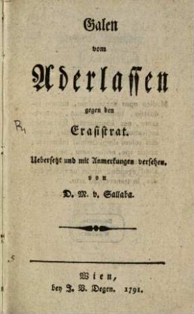Vom Aderlassen