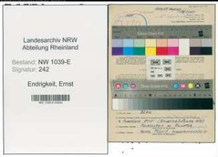 Entnazifizierung Ernst Endrigkeit , geb. 06.10.1897 (Inspektor)