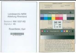 Entnazifizierung Karl Rosenfelder , geb. 25.01.1888 (Steueramtmann)