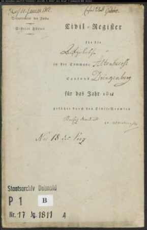 Zivilstandsregister der katholischen Gemeinde Altenheerse, Kreis Warburg (A 1811) (Gemeinde: Katholische Gemeinde Altenheerse, Kreis Warburg)