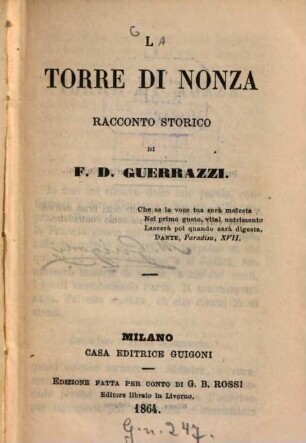 La Torre di Nonza : racconto storico