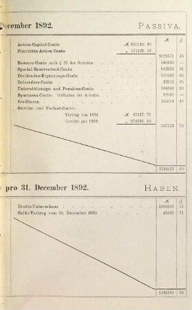 Geschäftsbericht der Mechanischen Seilerwarenfabrik Füssen. 1892. - 1893