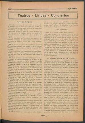 Teatros - Líricas - Conciertos : Maurice Dumesnil [y] Erich Sorantin [y] "El hombre que se volvió cuepdo"