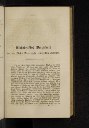 Alphabetisches Verzeichnis der von Moses Mendelsohn beurtheilten Schriften.