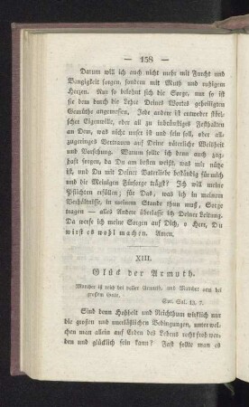 XIII. Glück der Armuth.