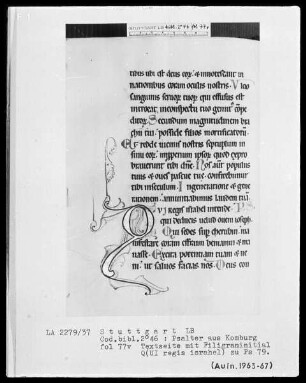 Psalter aus Comburg — Initiale Q (ui regis Israhel), Folio 77verso