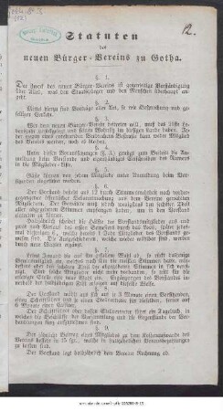 Statuten des neuen Bürger-Vereins zu Gotha