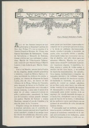El secreto de Garatuza : Para Rafael Heliodoro Valle.