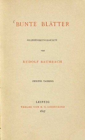 Bunte Blätter : Gelegenheitsgedichte
