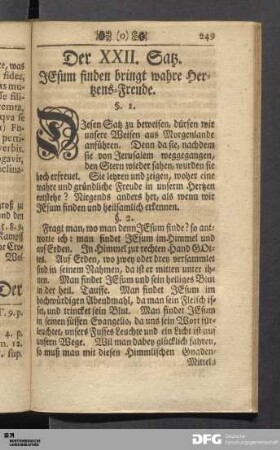 Der XXII. Satz: Jesum finden bringt wahre Herrens-Freude