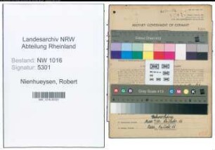 Entnazifizierung Robert Nienhueysen , geb. 20.12.1885 (Friseur)
