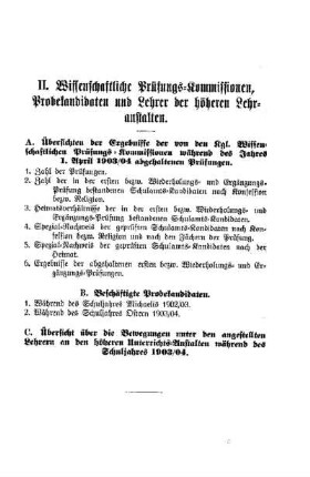 Wissenschaftliche Prüfungs-Kommissionen, Probekandidaten und Lehrer der höheren Lehranstalten