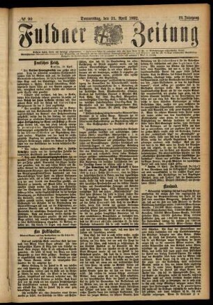 Ausgabe vom Donnerstag, den 21. April 1892.