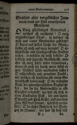 Spathes aber vergebliches Jammeren eines zur Höll verurtheilten Menschens.