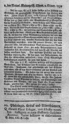 10. Philologie, Kritick und Alterthümern.