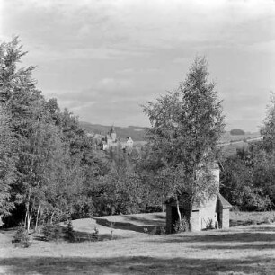 Schwarzenberg, Blick zum Schloss : Schwarzenberg. Blick vom Rockelmann-Park zum Schloss