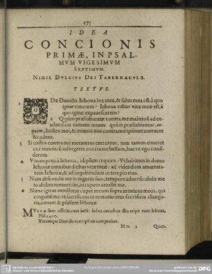 Idea Concionis Primae, In Psalmum Vigesimum Septimum