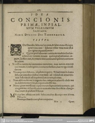 Idea Concionis Primae, In Psalmum Vigesimum Septimum