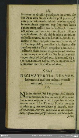 CXLV. Decimatertia Deambulationum ruralium utilitas: mundi miraculorum examinatio