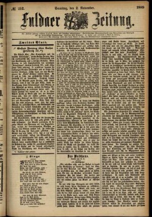 Zweite Ausgabe vom Samstag, den 02. November 1889.