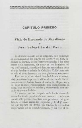 Capitulo primero. Viaje de Hernando de Magallanes y Juan Sebastián del Cano