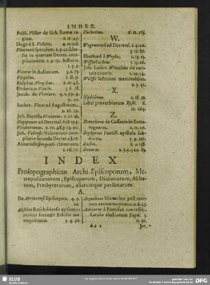 Index Prosopographicus Archi-Episcoporum, Metropolitanorum, Episcoporum, Diaconorum, Abbatum, Presbyterorum, aliarumque personarum