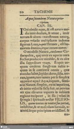 Aqua secundum Naturae principum. Cap. III
