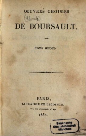 Oeuvres choisies de Boursault. 2