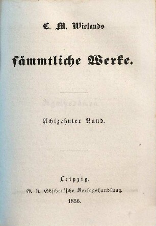 C. M. Wielands sämmtliche Werke, 18. Agathodämon