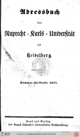 Sommersemester 1837