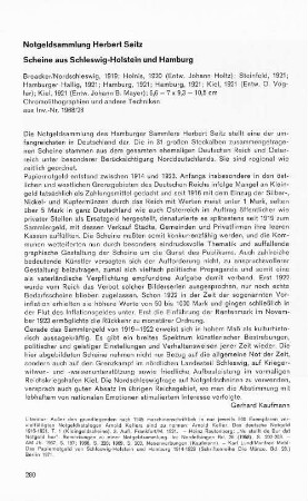 Notgeldsammlung Herbert Seitz Scheine aus Schleswig-Holstein und Hamburg