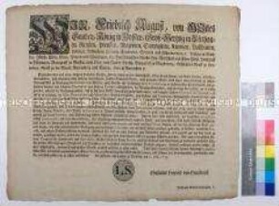 Patent von Friedrich August I. König von Sachsen gegen die Abwanderung von Manufakturen - ad Berichtswesen der Verwaltung und Prozesswesen