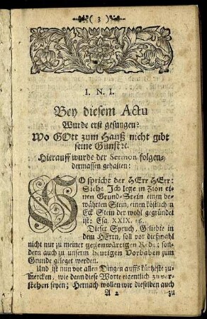 Bey diesem Actu Wurde erst gesungen?