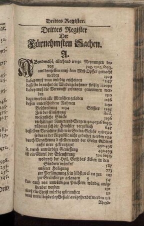 Drittes Register Der Fürnehmsten Sachen.