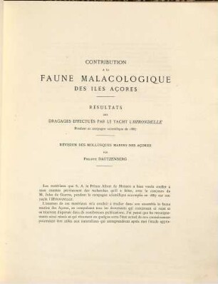 Contribution à la faune malacologique des Iles Açores
