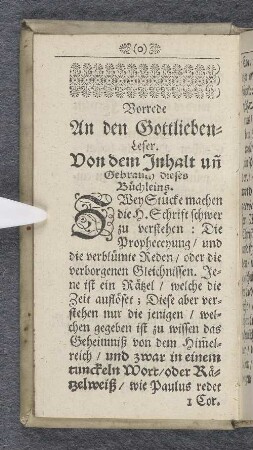 Vorrede An den Gottlieben-Leser. Von dem Inhalt un Gebrauch dieses Büchleins.