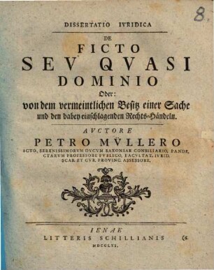Diss. ... de ficto seu quasi dominio