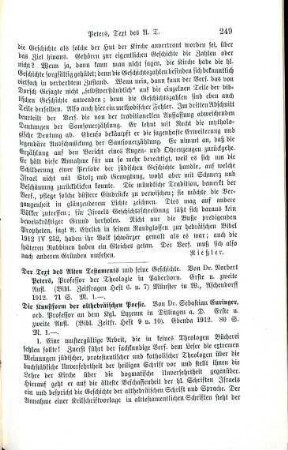 249-251 [Rezension] Peters, Norbert, Der Text des Alten Testamentes und seine Geschichte