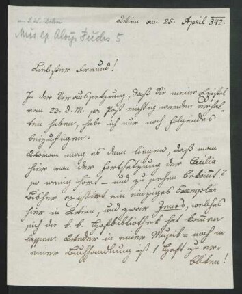Brief an Siegfried Wilhelm Dehn : 25.04.1842