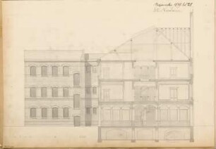 Pfarrhaus Monatskonkurrenz September 1879: Längsschnitt; Maßstabsleiste