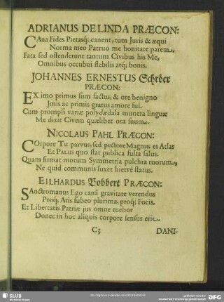 Johannes Ernestus Schröer Praecon: