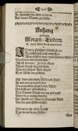 Anhang zu denen Morgen-Liedern.