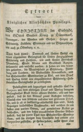 Extract des Königlichen Allerhöchsten Privilegii