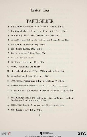 Tafelsilber (Nr. 1-48)