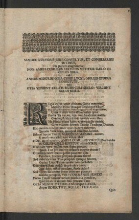 [Viro Illustri; Atque Excellentissimo; Domino Samueli Strykio, Jcto Serenissimi, Ac ... ]