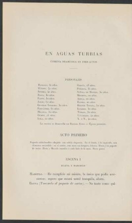 En aguas turbias : Comedia dramática en tres actos